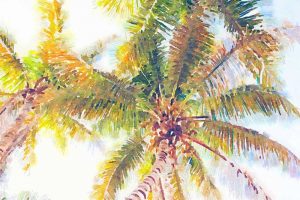 Sideway Watercolor Palms I