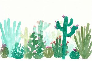 Long Green Cactus Landscape