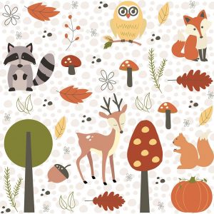 Fall Tree and Animal Pattern