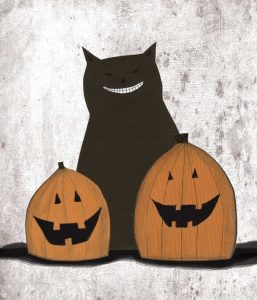 Cat and Pumpkins