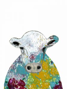 Abstract Floral Cow