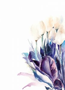 Purple Leaves and White Tulips