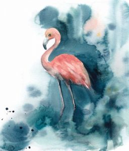 Pink and Blue Flamingo