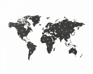 World Map Chalkboard and Dots