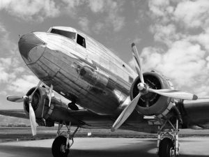DC-3 in air field, Arizona