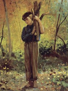 Boy Holding Logs