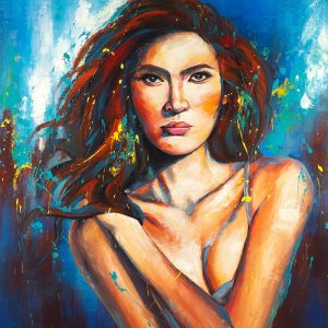 Femme Fatale Portrait with Paint Splash