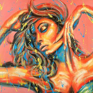 Sensual Tanned Lady with Paint Splash