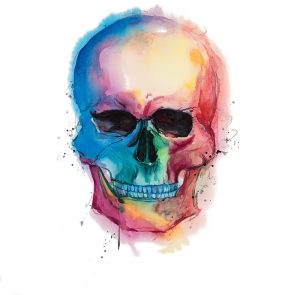 Watercolor Colorful Skull