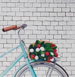 Bicycle with a Bouquet of Tulips