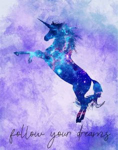 Follow your Dreams Unicorn Purple