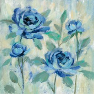 Brushy Blue Flowers I