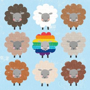 Be Ewe Brown and Rainbow Sheep Sq