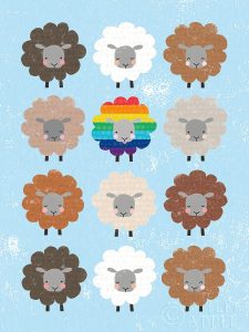 Be Ewe Brown and Rainbow Sheep 5×7