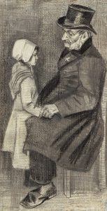 Orphan Man, Sitting with Little Girl