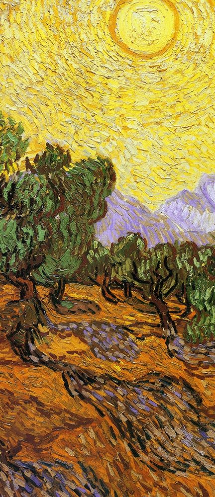 Olive Trees With Yellow Sky And Sun (center)