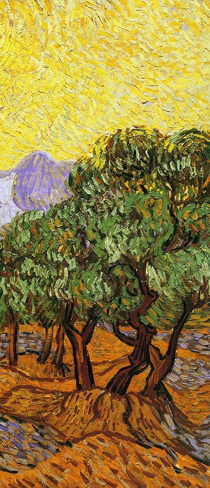 Olive Trees With Yellow Sky And Sun (right)
