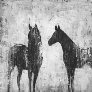 BLACK AND WHITE HORSES