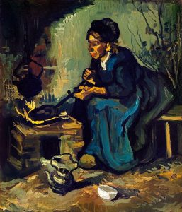 Peasant Woman Cooking by a Fireplace (1885)