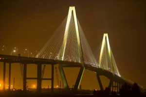 SC, Charleston Arthur Revenel Bridge at night