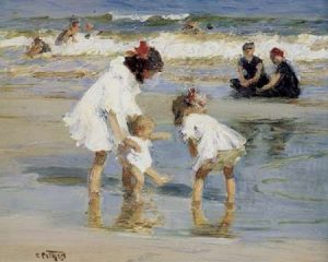 Children Playing At The Seashore
