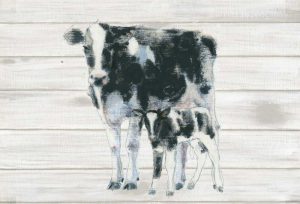Cow and Calf on Wood