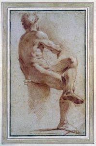 A Male Nude Seated With His Back Turned