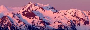 Alpenglow on Olympic Mountains