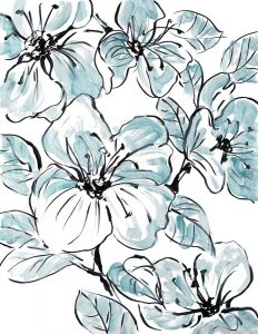 Sketch Floral In Blues II