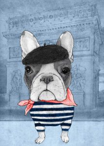 French Bulldog with Arc de Triomphe