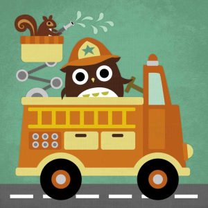 Owl in Firetruck and Squirrel