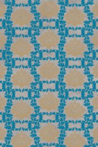 Tan and Blue Floral Pattern I