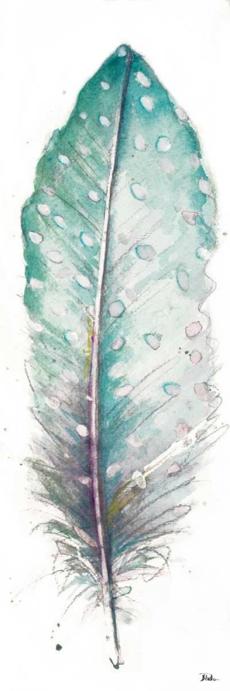 Watercolor Feather White I