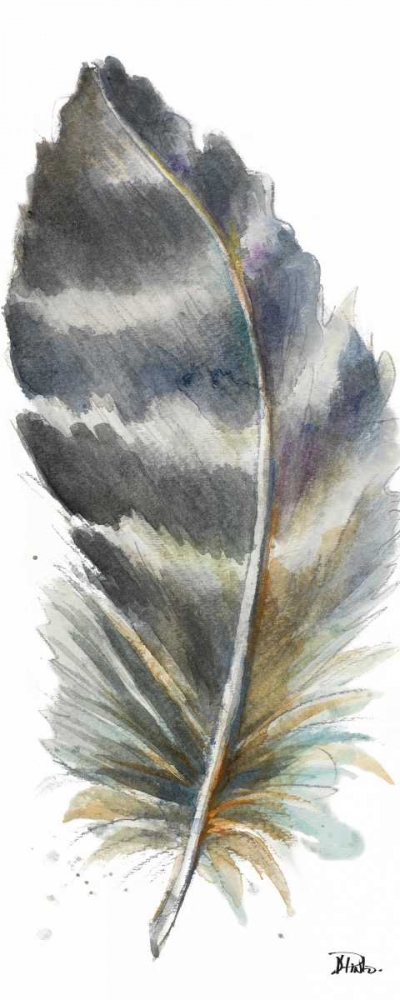 Watercolor Feather White VI