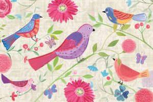 Damask Floral and Bird I