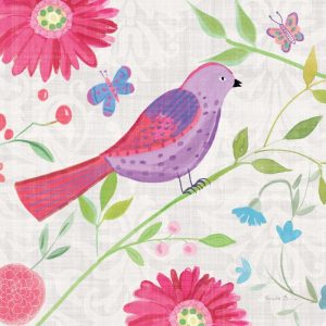 Damask Floral and Bird I Sq