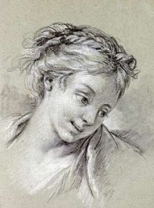 Head of a Girl Looking Down To The Right