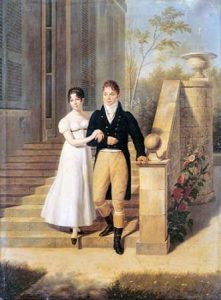 Portrait of a Lady and a Gentleman On The Steps of a Chateau