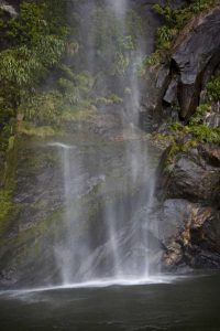 New Zealand, South Isl, Fiordland NP Waterfall