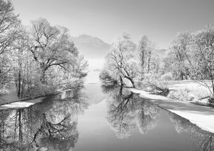 Winter landscape at Loisach, Germany (BW)