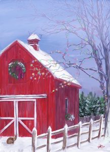 Red Barn in Snow