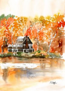 Fall Cabin by the Lake
