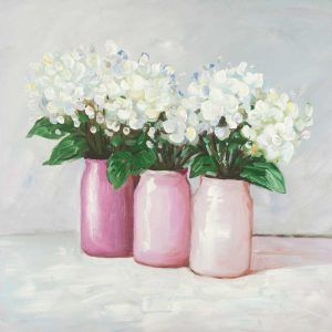 Hydrangea Flowers in Pink Vases