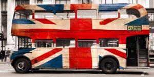 Union jack double-decker bus, London