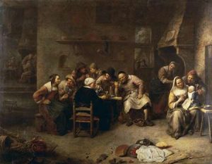 Peasants Drinking and Smoking In An Inn