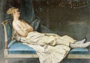 A Lady Reclining On a Chaise Longue