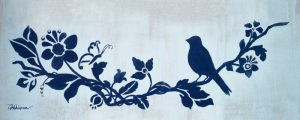 Blue Floral and Bird I