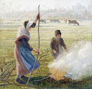 White Frost, Woman Breaking Up Wood