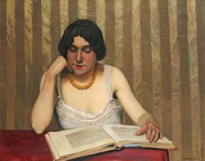 Reader With a Yellow Necklace