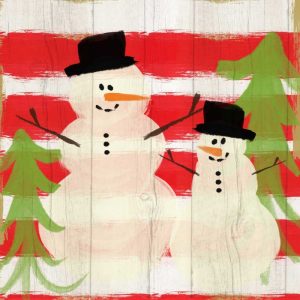 Snowman on Red Stripes